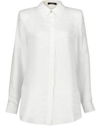 Balmain - Overhemden ,Wit ,Witte Jacquard Overhemd Lange Mouwen - Lyst