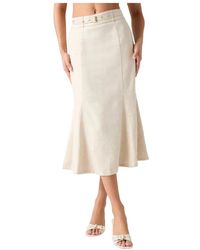 Guess - Rokken ,Linnen Ryan Linen Midi Rok - Lyst
