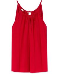 Oltre - Tops ,Rood ,Satijn Viscose Satijnen Haltertop - Lyst