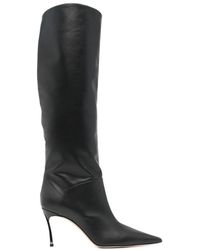 Casadei - Schwarze kniehohe absatzstiefel,schwarze lederstiefel in wadenhöhe - Lyst