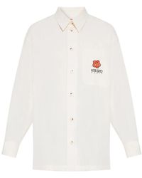 KENZO - Oversize Cremefarbenes Hemd mit Boke Flower Motiv - Lyst