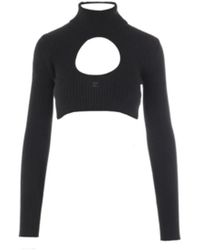 Courreges - Jersey negro corto con bordado de logotipo - Lyst