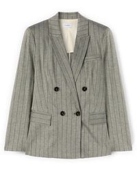 mötivi - Jassen ,Grijs ,Katoen Double-Breasted Pinstripe Blazer - Lyst