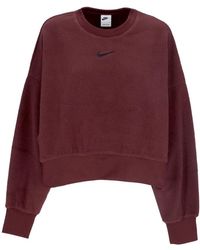 Nike - Damessweatshirt Met Ronde Hals Sportkleding Plush Mod Crop Crewneck Burgundy Crush/Zwart - Lyst