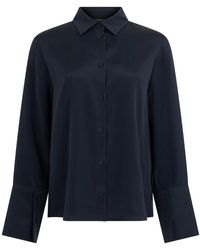 Max Mara - Overhemden ,Blauw ,Polyester Zijden Crêpe De Chine Overhemd - Lyst