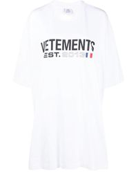 Vetements - Tops ,Wit ,Katoen Witte T-Shirts En Poloshirts - Lyst