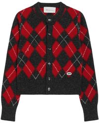Ami Paris - Truien & Vesten ,Veelkleurig ,Wol Crewneck Cardigan Met Bouclette Logo - Lyst