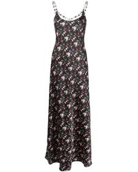 Rabanne - Kleedjes ,Zwart ,Polyester Tank Top Jurk Met Ketting Maxi - Lyst