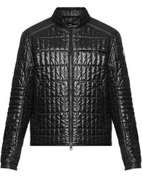 Moncler - Jassen ,Zwart ,Leer Gewatteerde Jas Lasne - Lyst