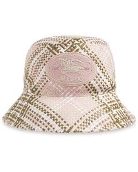 Burberry - Accessoires ,Roze ,Check Bucket Hat - Lyst