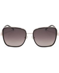 Kazar - Accessoires ,Zwart ,Zonnebril Met Vierkant Metalen Frame - Lyst