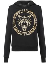 Philipp Plein - Hoodies & Sweatvesten ,Zwart ,Katoen Hoodie Sweatshirt Tijger - Lyst