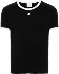 Courreges - Tops ,Zwart ,Nylon Signature T-Shirt - Lyst