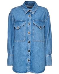 Dondup - Overhemden ,Blauw ,Katoen Camicia Over - Lyst