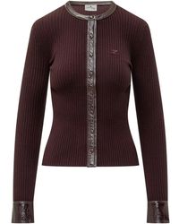 Courreges - Truien & Vesten ,Bruin ,Ribgebreide Cardigan - Lyst
