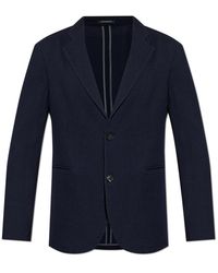 Emporio Armani - Jassen ,Blauw ,Wol Wollen Blazer Met Reverskraag - Lyst
