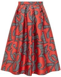 ALESSANDRO ENRIQUEZ - Rokken ,Veelkleurig ,Polyester High-Waisted Pleated Midi Skirt - Lyst