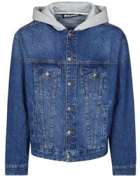 Palm Angels - Jassen ,Blauw ,Denim Mw Curved Logo Denim Jacket - Lyst