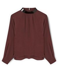 mötivi - Overhemden ,Rood ,Soepele Blouse Met Geborduurd Kraagje - Lyst