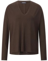 Dondup - Tops ,Bruin ,V-Hals Oversized Shirt Met Lange Mouwen - Lyst
