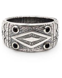 Nialaya - Engraved Vintage Ring With Matte Onyx - Lyst