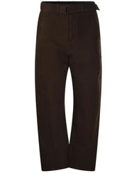 Lemaire - Broeken ,Rood ,Katoen Twisted Belted Pant - Lyst