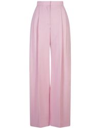Alexander McQueen - Pantalón ancho rosa grain de poudre - Lyst