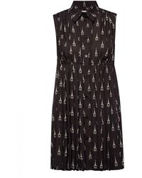 Balenciaga Patterned Sleeveless Dress - Zwart
