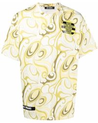 Raf Simons - Tops ,Geel ,Katoen Big Fit T-Shirt Met Hippie All Over Print - Lyst