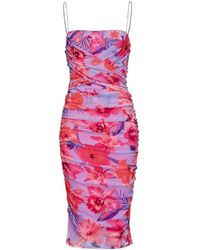 Pinko - Longuette-Kleid Blumenprint - Lyst