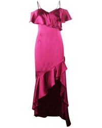 Adrianna Papell Fuchsia Satin Maxi Dress - Roze