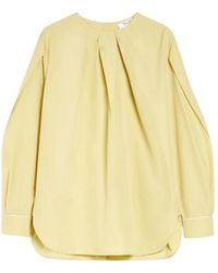 Max Mara - Overhemden ,Geel ,Katoen Gele Poplin Blouse Met Gestreepte Manchetten - Lyst