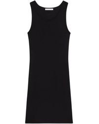 Helmut Lang - Kleedjes ,Zwart ,Katoen Geribbeld Zwart Tank Jurk - Lyst