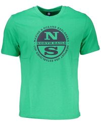 North Sails - Tops ,Groen ,Katoen Groen Katoenen T-Shirt Met Bedrukt Logo - Lyst