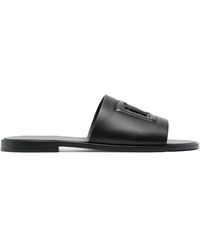 Dolce & Gabbana - Dg Leather Flat Sandals - Lyst