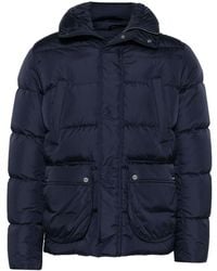 Herno - Blauwe Gewatteerde Jas Met Capuchon - Lyst