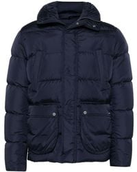 Herno - Blauwe Gewatteerde Jas Met Capuchon - Lyst