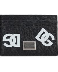 Dolce & Gabbana - Portafoglio in pelle nera per carte di credito con stampa dg - Lyst