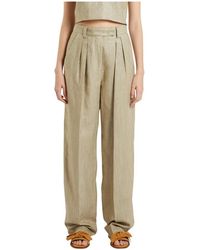 Marella - Broeken ,Groen ,Leer Twill Broek - Lyst