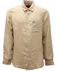 Napapijri - Overhemden ,Linnen Linnen Shirt Groen Eucalyptus Regular Fit - Lyst