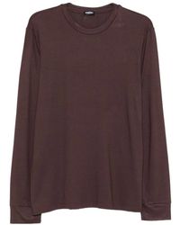 DSquared² - Tops ,Bruin ,T-Shirt Met Lange Mouwen En Ronde Hals - Lyst