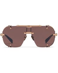Balmain - Accessoires ,Bruin ,Roségoud Bruin Swirl Navigator Zonnebril - Lyst
