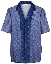 Tory Burch - Overhemden ,Blauw ,Katoen Shirt Van Katoen En Zijde - Lyst