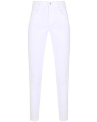 Pinko - Broeken ,Wit ,Leer Effen Broek Met Rits En Knoop - Lyst