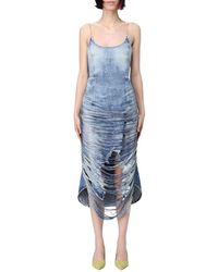 DIESEL - Stylisches Jeanskleid Mit Distressed-Details - Lyst