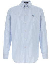 Versace - Overhemden ,Blauw ,Katoen Shirt Van Katoen Kraag Lange Mouwen Sluiting Met Knopen Aan De Voorkant - Lyst