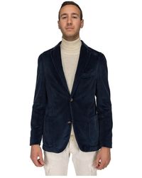 Boglioli - Jassen ,Zwart ,Blauw Velvet Jasje Met Metalen Knoop - Lyst
