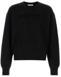 McQueen - Hoodies & Sweatvesten ,Zwart ,Embossed Logo Crewneck Sweatshirt - Lyst