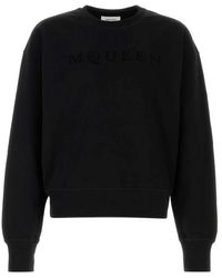 McQueen - Hoodies & Sweatvesten ,Zwart ,Embossed Logo Crewneck Sweatshirt - Lyst
