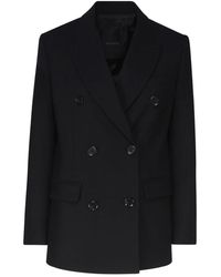 Pinko - Jassen ,Zwart ,Leer Zwarte Double-Breasted Jas Klassieke Stijl - Lyst
